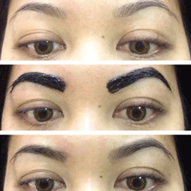 Brow tint before and after comparison